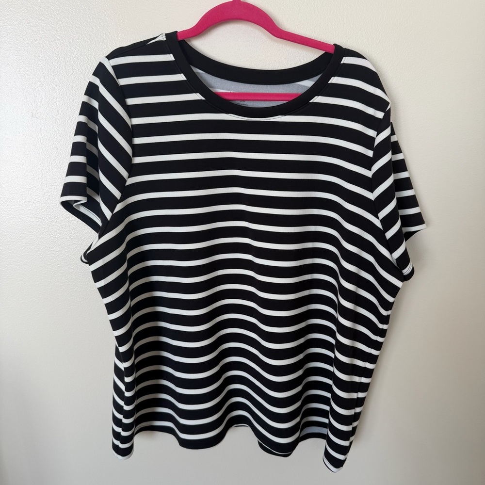 LANE BRYANT Black & White Softstreme Material Tee